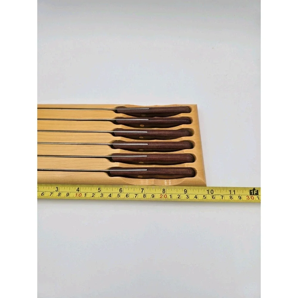 Vintage Kutmaster Steak Knives Set Of 6 Wooden Holder W/box Candlelight 1 AS-IS